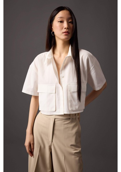 Oversize Geniş Kalıp Poplin Kısa Kollu Gömlek C0739AX24SP