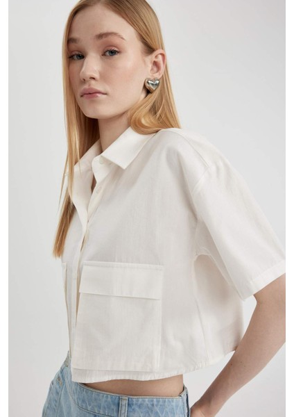 Oversize Geniş Kalıp Poplin Kısa Kollu Gömlek C0739AX24SP