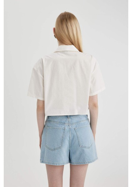 Oversize Geniş Kalıp Poplin Kısa Kollu Gömlek C0739AX24SP