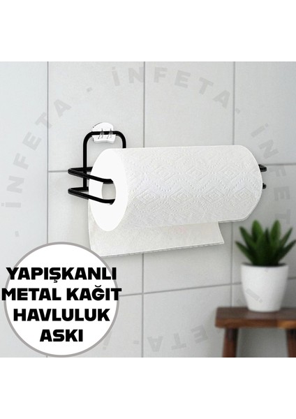 Yapışkanlı Siyah Kağıt Rulo Havluluk Peçetelik Askı