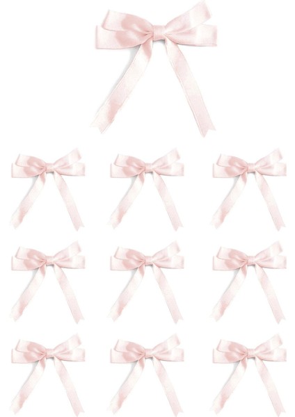 10 Adet Pudra Pembe Saten Fiyonk Süsleme Küçük Kurdele Seti modelleri