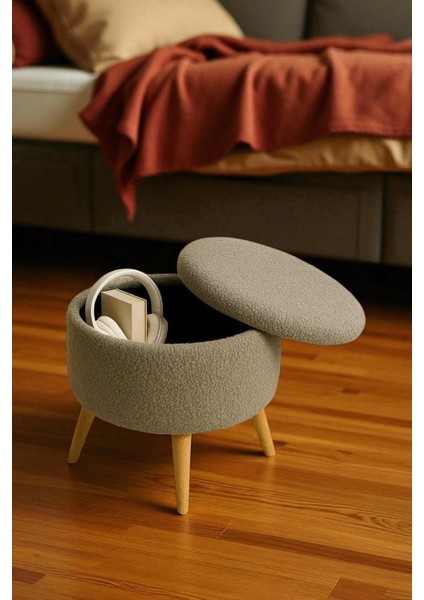 Valora Teddy Peluş Oval Sandıklı Puf – Ahşap Ayaklı Retro Dekoratif Bench modelleri
