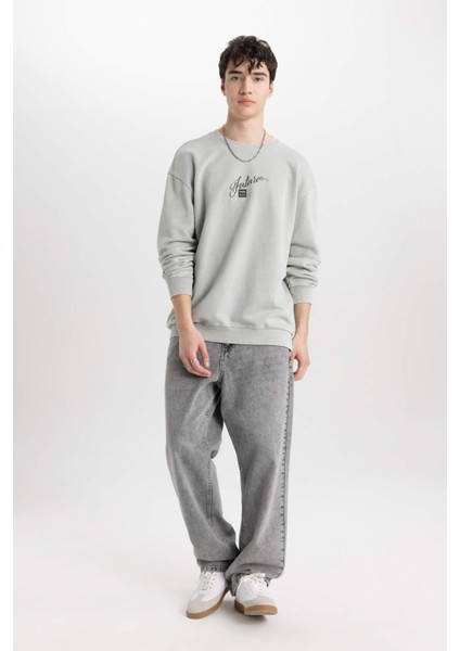 Comfort Regular Fit Rahat Kalıp Bisiklet Yaka Baskılı Sweatshirt C1663AX24SP