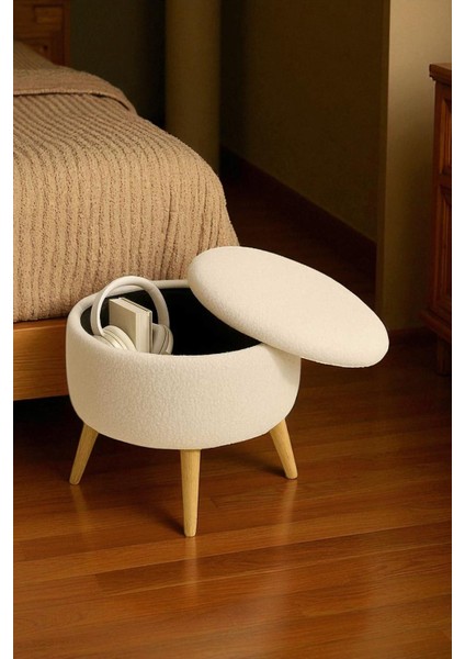 Valora Teddy Peluş Oval Sandıklı Puf – Ahşap Ayaklı Retro Dekoratif Bench modelleri