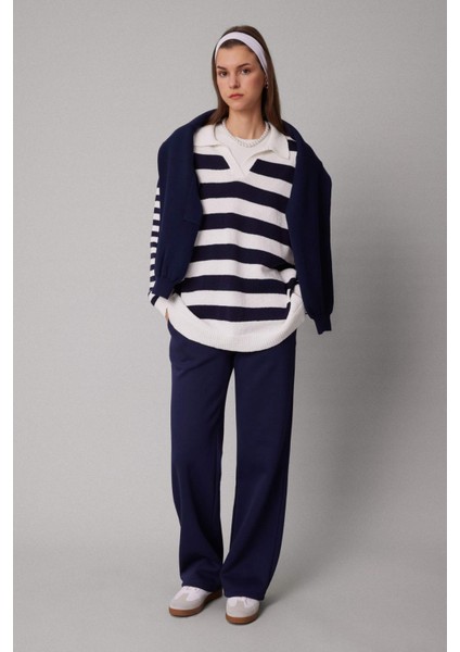 Regular Fit Çizgili Polo Yaka Tesettür Tişört Tunik C2850AX24SP