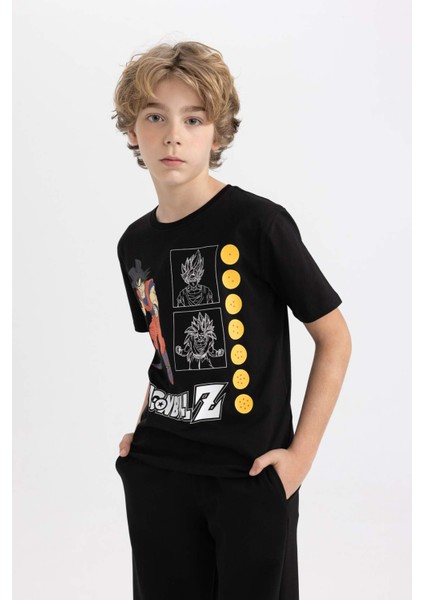 Erkek Çocuk Dragon Ball Bisiklet Yaka Kısa Kollu Tişört