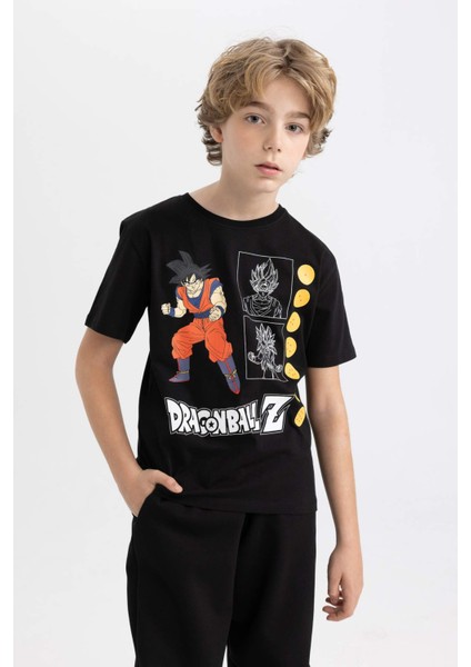 Erkek Çocuk Dragon Ball Bisiklet Yaka Kısa Kollu Tişört