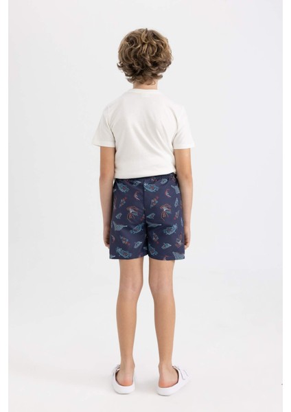 Erkek Çocuk 2'li Takım Baskılı Kısa Kollu Tişört Deniz Şortu C1295A824HS