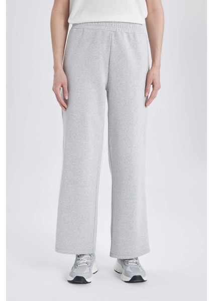 Wide Leg Geniş Paça Eşofman Altı Beli Lastikli Yan Fermuarlı Basic Düz C1818AX24SP