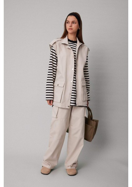 Kargo Cepli Basic Düz Gabardin Pantolon C1670AX24SP