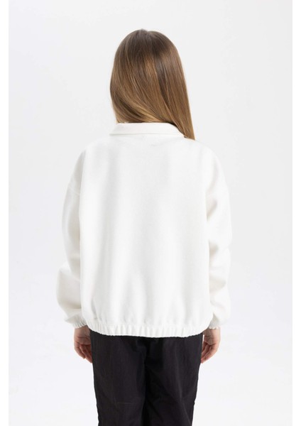 Kız Çocuk Oversize Geniş Kalıp Polo Yaka Düğmeli Sweatshirt C0269A824SP