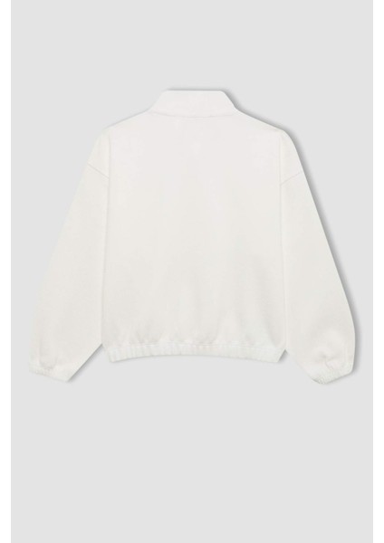 Kız Çocuk Oversize Geniş Kalıp Polo Yaka Düğmeli Sweatshirt C0269A824SP
