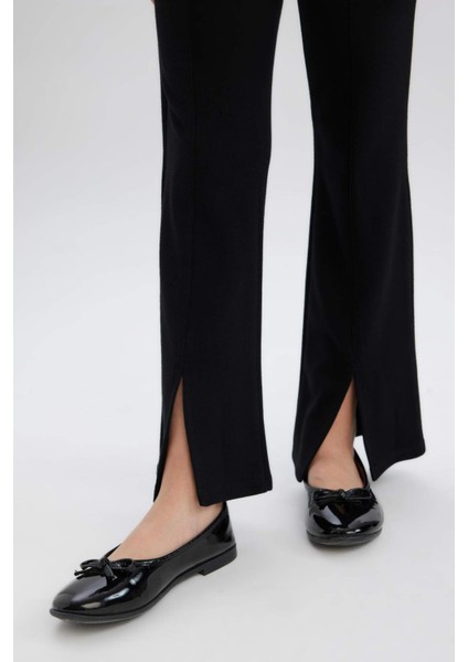 Kız Çocuk 23 Nisan Çocuk Bayramı Düz Taban Suni Deri Siyah Rugan Balerin Ayakkabı Z8325A6NS