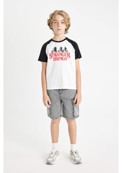 Erkek Çocuk Stranger Things Bisiklet Yaka Kısa Kollu Tişört C0520A824SM