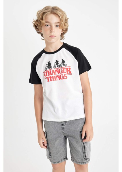 Erkek Çocuk Stranger Things Bisiklet Yaka Kısa Kollu Tişört C0520A824SM