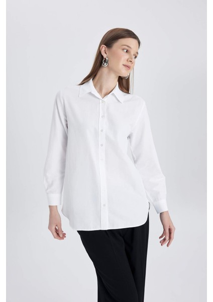 Relax Fit Poplin Uzun Kollu Gömlek Tunik B8314AX24SP