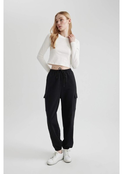 Coool Jogger Eşofman Altı Düz Beli Paçası Lasitkli Kargo Cepli Basic Düz C1444AX24SP