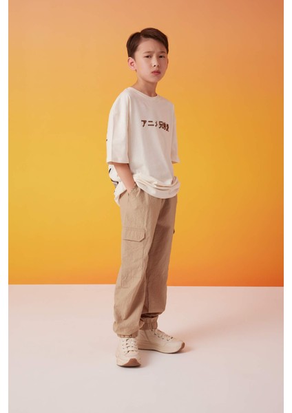 Erkek Çocuk Kargo Cepli Beli Bağcıklı Lastikli Paça Jogger Paraşüt Pantolon