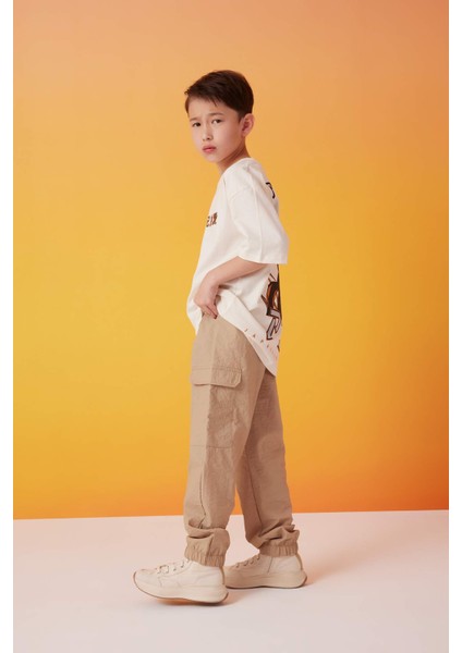 Erkek Çocuk Kargo Cepli Beli Bağcıklı Lastikli Paça Jogger Paraşüt Pantolon