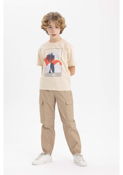 Erkek Çocuk Kargo Cepli Beli Bağcıklı Lastikli Paça Jogger Paraşüt Pantolon