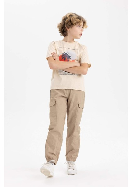 Erkek Çocuk Kargo Cepli Beli Bağcıklı Lastikli Paça Jogger Paraşüt Pantolon