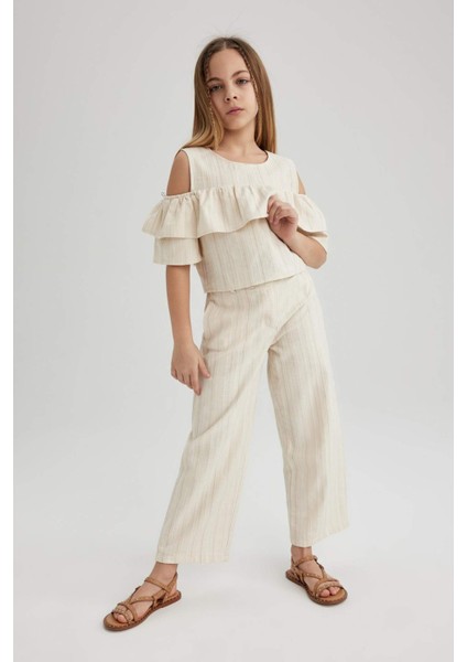 Kız Çocuk Wide Leg Geniş Paça Pamuklu Pantolon C1109A824SM