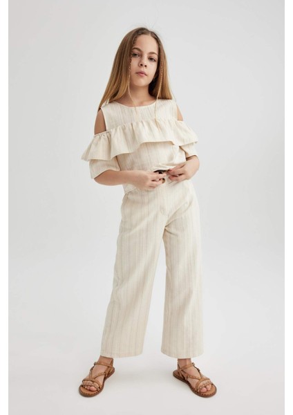 Kız Çocuk Wide Leg Geniş Paça Pamuklu Pantolon C1109A824SM