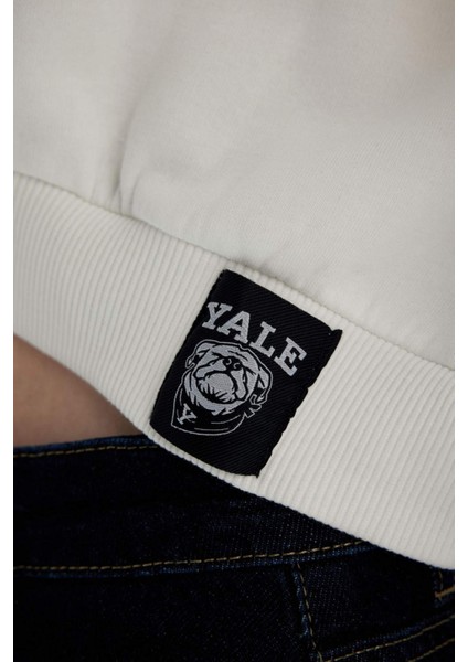 Coool Yale University Oversize Geniş Kalıp Kapüşonlu Crop Sweatshirt C3092AX24SP
