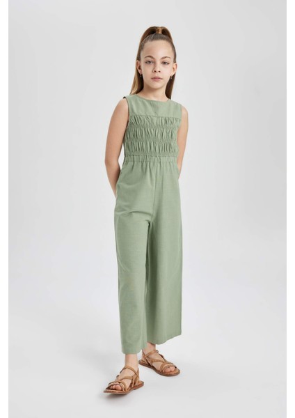 Kız Çocuk Kolsuz Pamuklu Uzun Tulum C0535A824SM