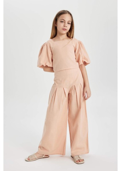 Kız Çocuk Wide Leg Geniş Bol Paça Pamuklu Pantolon C0448A824SP