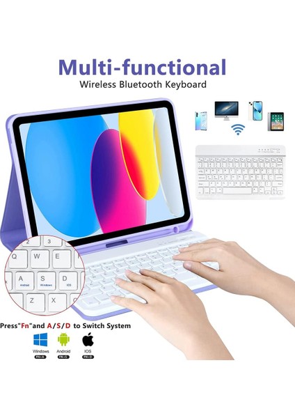 Samsung Galaxy Tab S9 Fe PLUS/S10 Plus/s9 Plus Kılıf Kablosuz Klavyeli Case Mobax Türkçe X610-16-810-18 X820