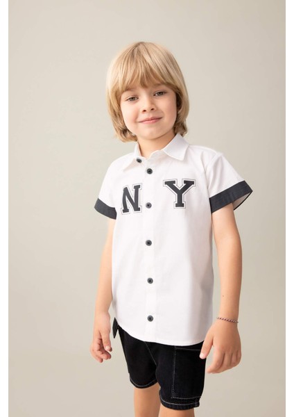 Erkek Bebek Poplin Kısa Kollu Gömlek C2200A524SM