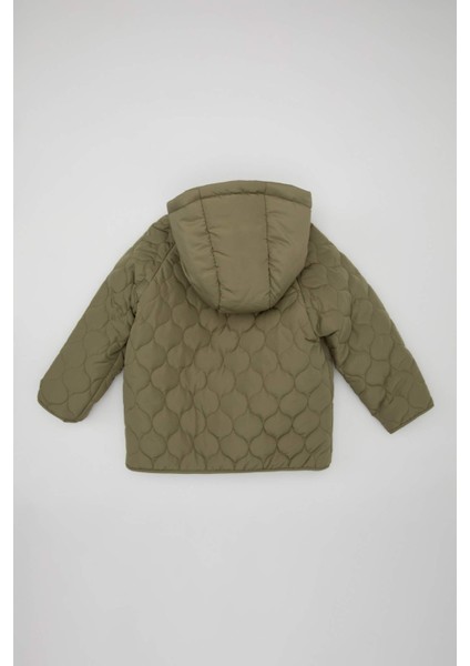 Erkek Bebek Su Geçirmez Fermuar Cepli Kapüşonlu Desenli Fermuarlı Şişme Mont C3461A524WN