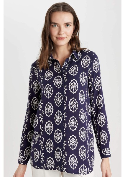 Loose Fit Desenli Uzun Kollu Gömlek Tunik T0609AZ24SP