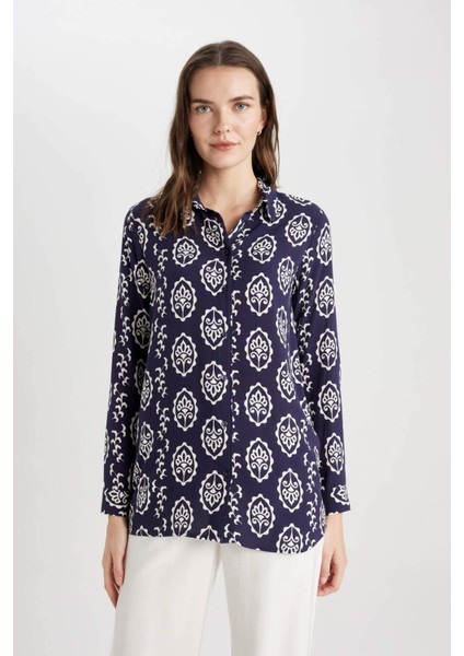 Loose Fit Desenli Uzun Kollu Gömlek Tunik T0609AZ24SP