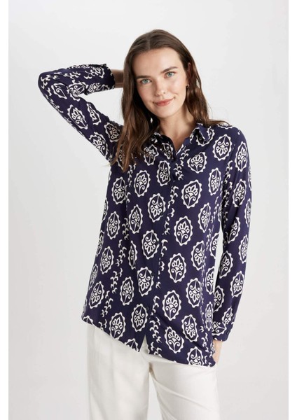 Loose Fit Desenli Uzun Kollu Gömlek Tunik T0609AZ24SP