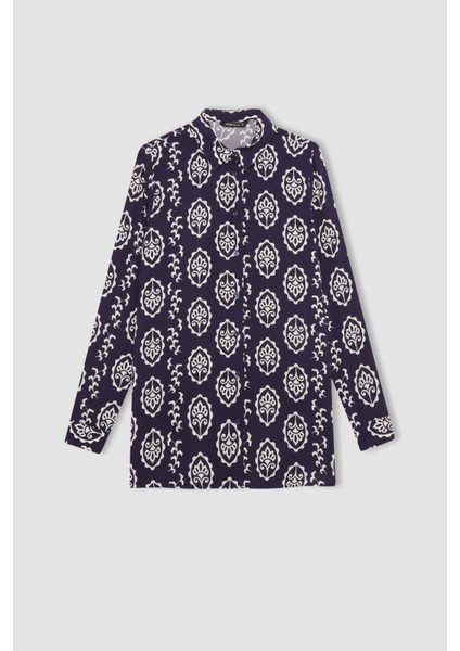 Loose Fit Desenli Uzun Kollu Gömlek Tunik T0609AZ24SP