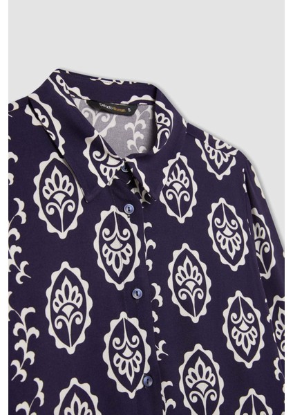 Loose Fit Desenli Uzun Kollu Gömlek Tunik T0609AZ24SP