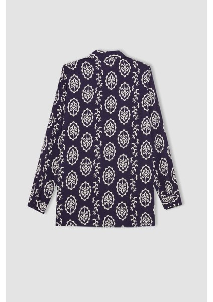 Loose Fit Desenli Uzun Kollu Gömlek Tunik T0609AZ24SP