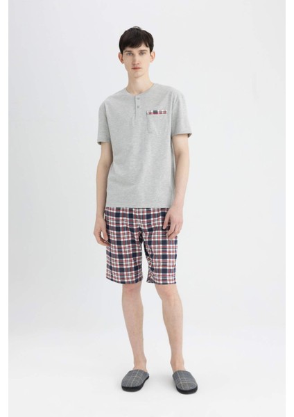 Regular Fit Pijama Takım Kısa Kollu Üst Şort Beli Lastikli Alt B7253AX24SP