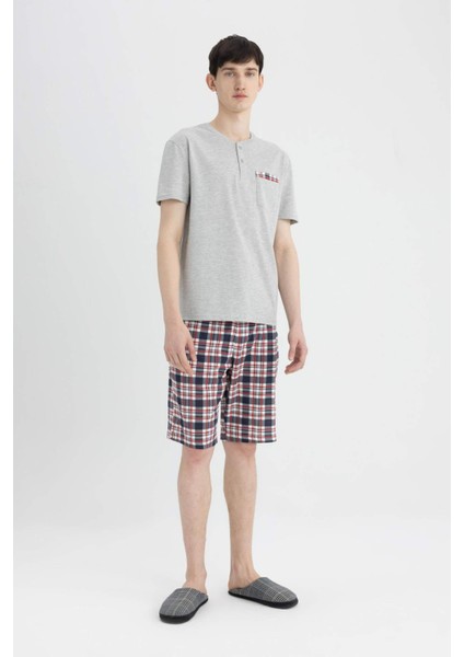 Regular Fit Pijama Takım Kısa Kollu Üst Şort Beli Lastikli Alt B7253AX24SP