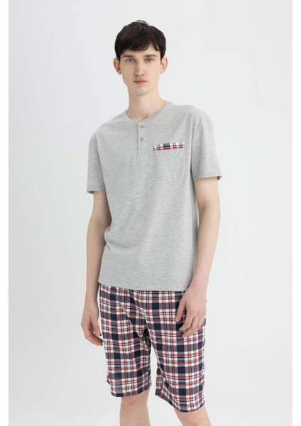 Regular Fit Pijama Takım Kısa Kollu Üst Şort Beli Lastikli Alt B7253AX24SP