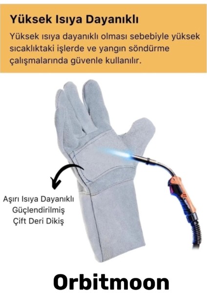 Premium Tasarım Isıya Dayanıklı Kaynak Yangın Su Geçirmez Çok Amaçlı Yanmaz Deri Eldiven fiyatları