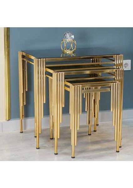 Mim Siyah Köşeli Sütun Kare Zigon Sehpa