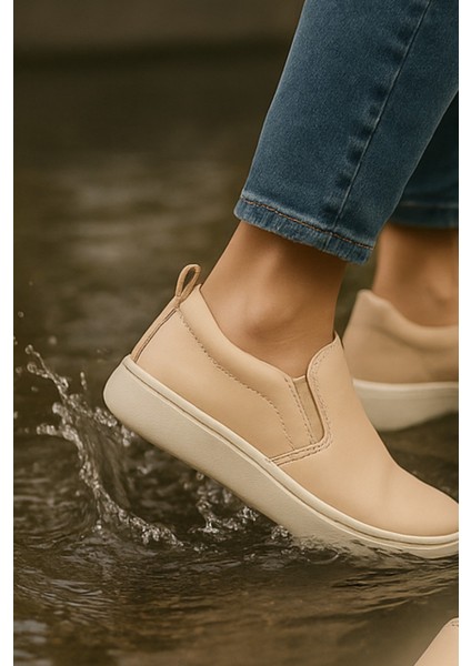 El Yapımı Hakiki Deri Krem Kadın Hafif Esnek Rahat Şık Yürüyüş Ortapedik Iş Ofis Günlük Ayakkabı fırsatları