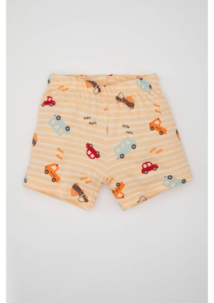 Erkek Bebek Araç Desenli Kısa Kollu Şortlu Penye Pijama Takımı C1998A524HS