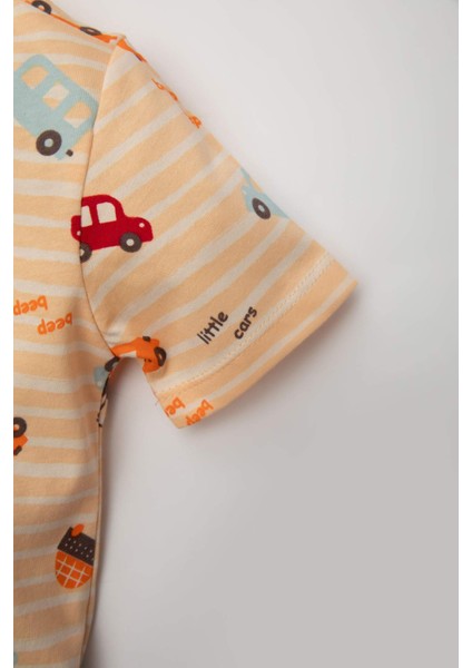 Erkek Bebek Araç Desenli Kısa Kollu Şortlu Penye Pijama Takımı C1998A524HS