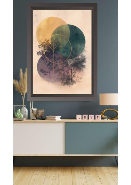 Geometrik Ağaç Tasarımlı Tablo – 50X70 cm Mdf Uv Baskı Çerçevesiz, Çerçeve Görünümlü Modern Duvar Dekoru