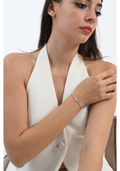 925 Ayar Gümüş Rodyumlu Zirkon Taşlı Inci Sıralı Gümüş Bileklik SGTL13066RODAJ fırsatları