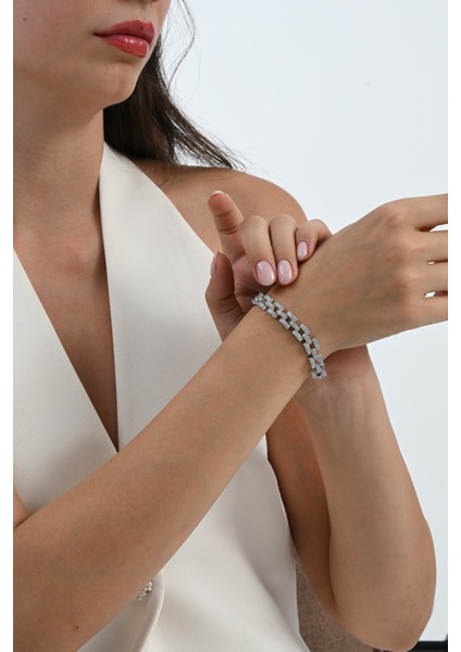 925 Ayar Gümüş Rodyumlu Zirkon Taşlı Ithal Trend Gümüş Bileklik SGTL13050RODAJ fiyatları